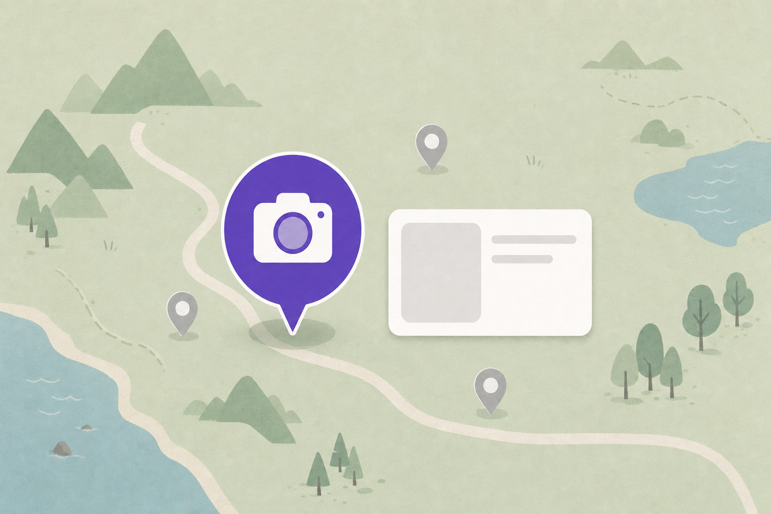 Placing a camera marker on a map with a small note card
