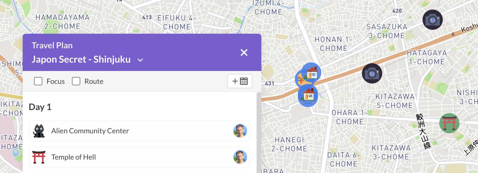 Travel Plan Focus and Route