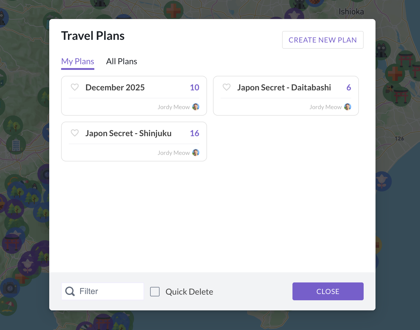 Travel Plans Menu
